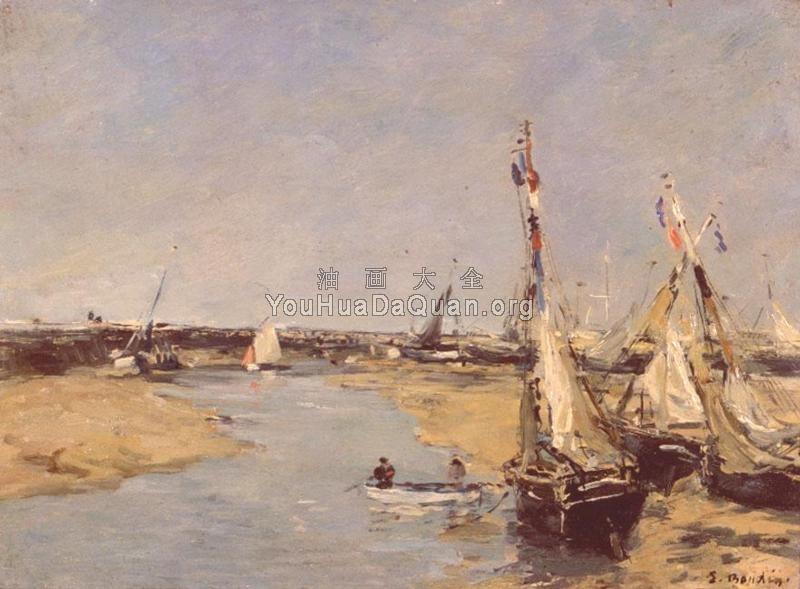 Trouville at Low Tide - 尤金·布丹